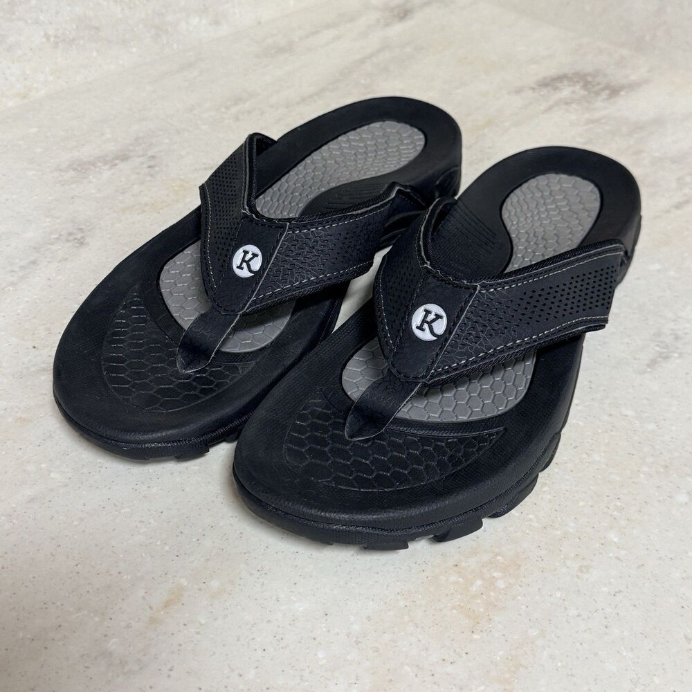 Kaiback Outdoor Sandals Men’s 11 Beach & Sport Flip Flop with Tough Tread Black